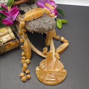 Mexican yellow onyx necklace vintage C29